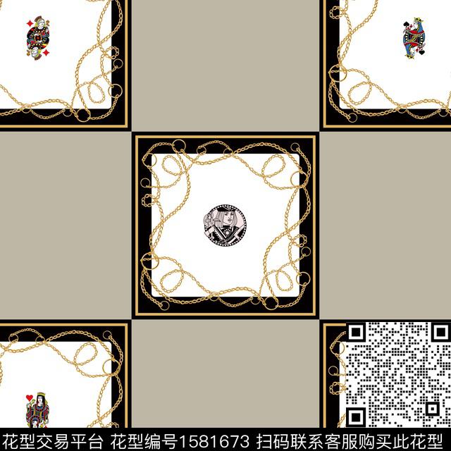 金属扑克欧式定位花数码印花华亿平台下载（图片编号: 1581673） - 瓦栏（Walan）