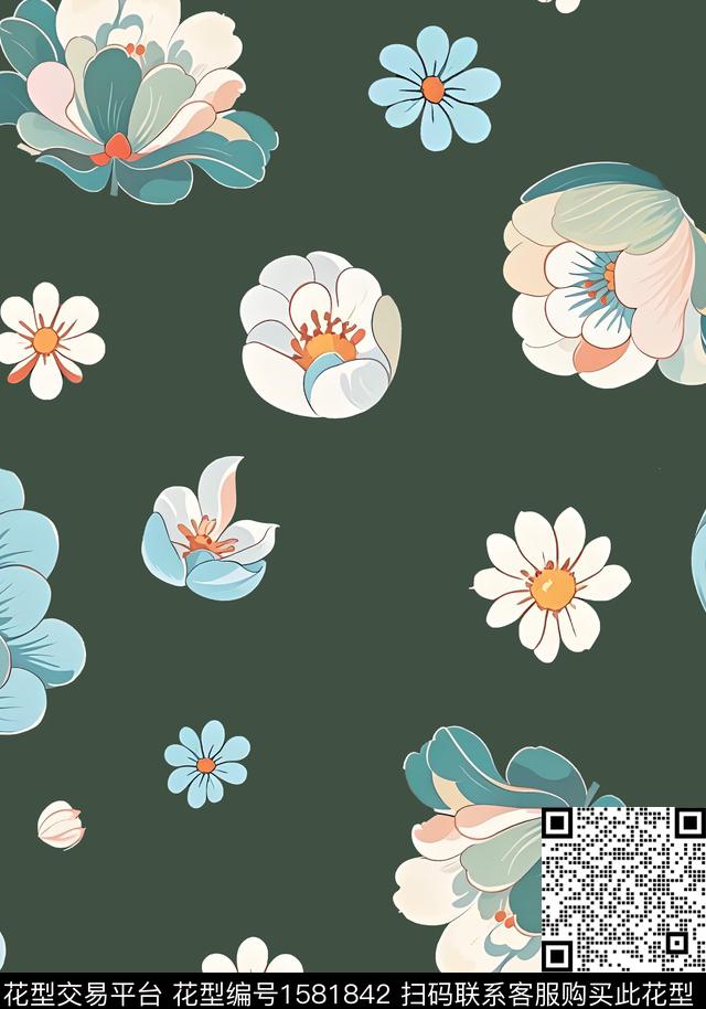 花卉平面花卉数码印花华亿平台下载（图片编号: 1581842） - 瓦栏（Walan）