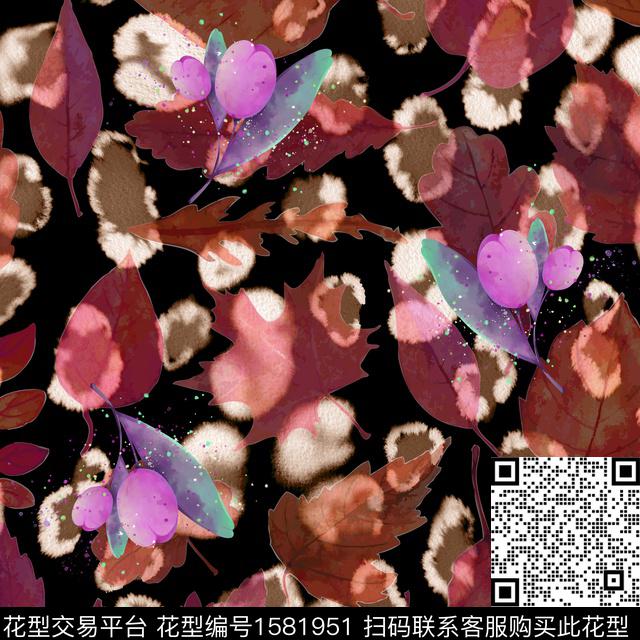 动物纹肌理绿植树叶数码印花华亿平台下载（图片编号: 1581951） - 瓦栏（Walan）