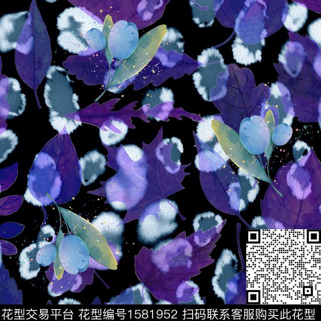 动物纹豹纹叶子数码印花华亿平台下载（图片编号: 1581952） - 瓦栏（Walan）