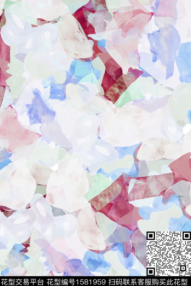 水彩抽象数码印花华亿平台下载（图片编号: 1581959） - 瓦栏（Walan）
