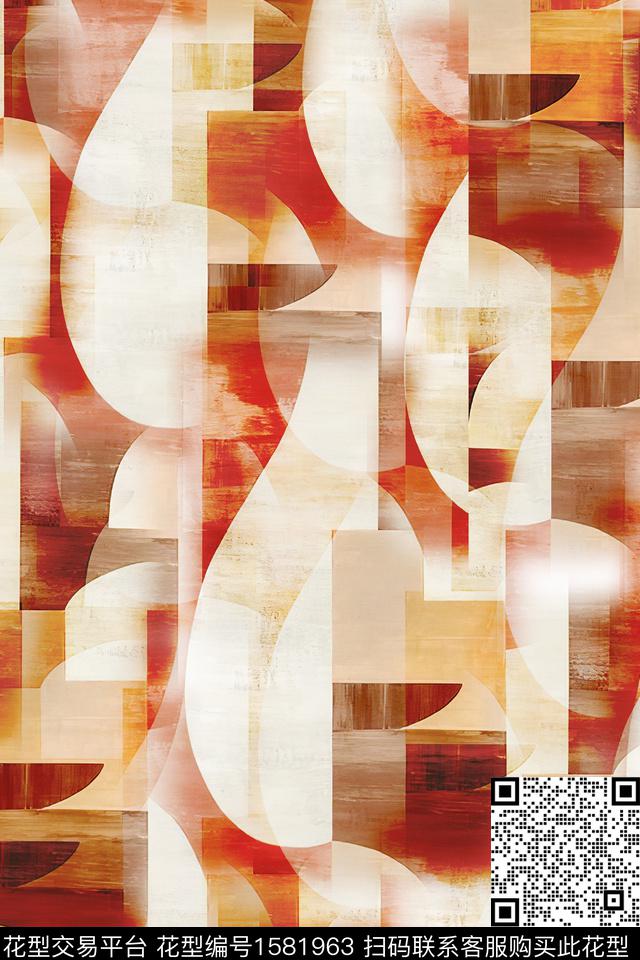 几何渐变抽象数码印花华亿平台下载（图片编号: 1581963） - 瓦栏（Walan）