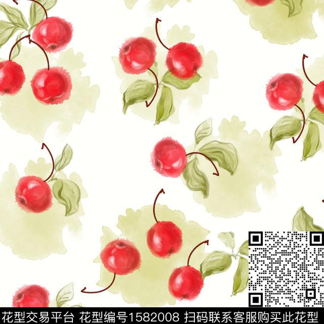 趣味水彩水果数码印花华亿平台下载（图片编号: 1582008） - 瓦栏（Walan）