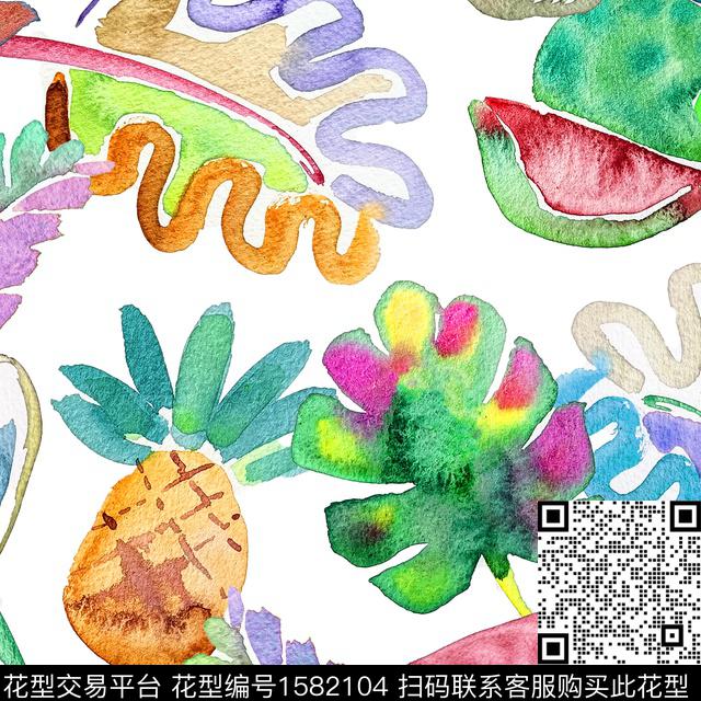 水果水彩热带华亿平台数码印花华亿平台下载（图片编号: 1582104） - 瓦栏（Walan）