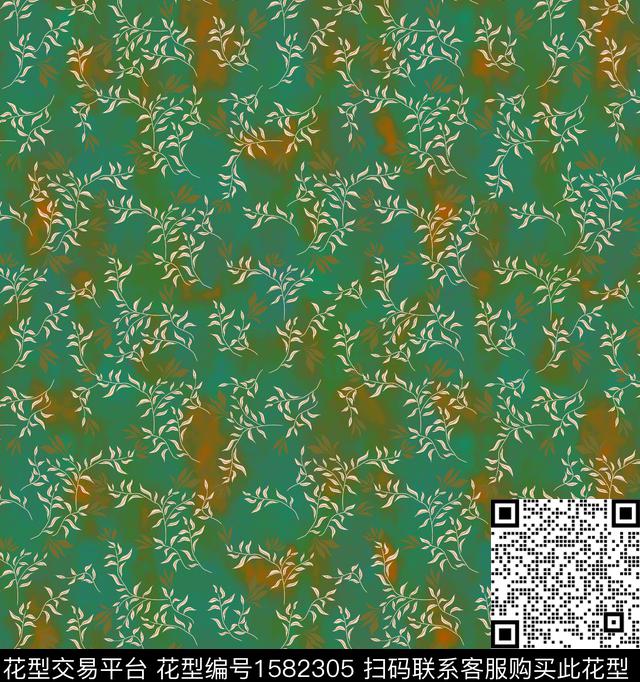 叶子小碎花底纹数码印花华亿平台下载（图片编号: 1582305） - 瓦栏（Walan）
