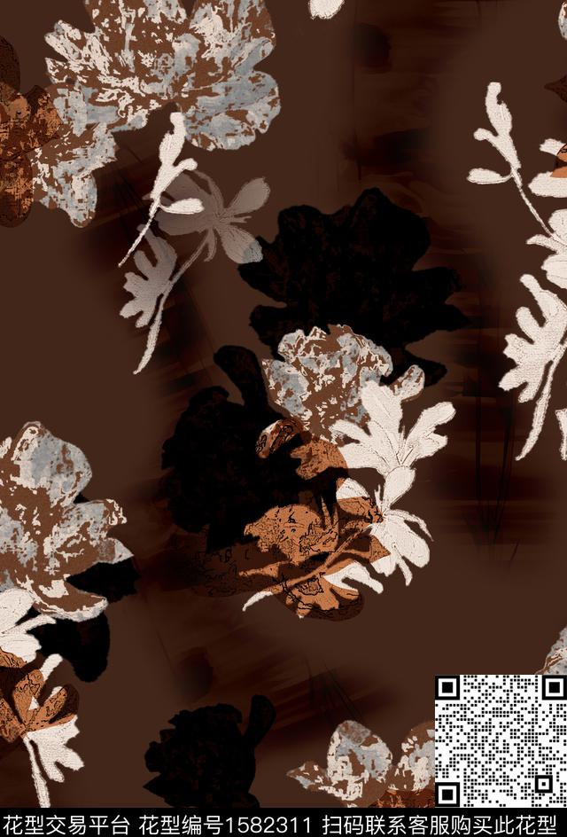 花卉抽象花卉纹理数码印花华亿平台下载（图片编号: 1582311） - 瓦栏（Walan）