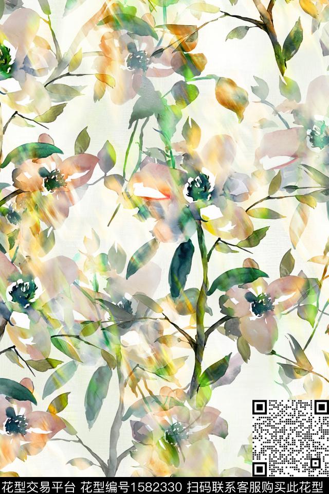 水彩模糊抽象数码印花华亿平台下载（图片编号: 1582330） - 瓦栏（Walan）