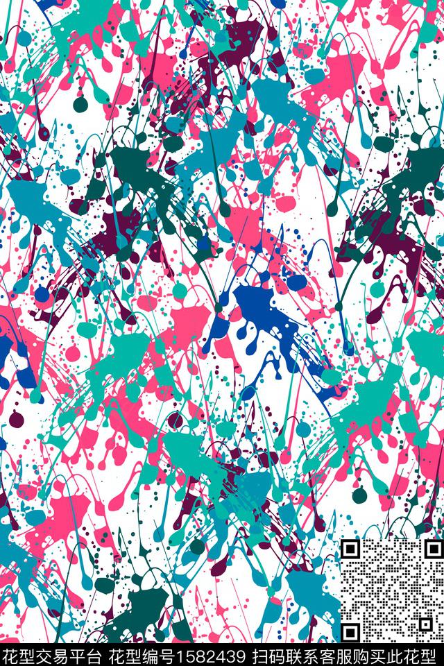 抽象泼墨涂鸦数码印花华亿平台下载（图片编号: 1582439） - 瓦栏（Walan）
