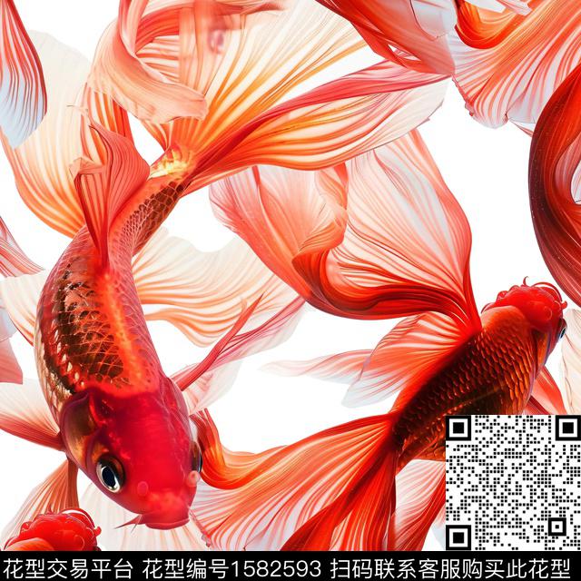 红金鱼中国红鱼数码印花华亿平台下载（图片编号: 1582593） - 瓦栏（Walan）