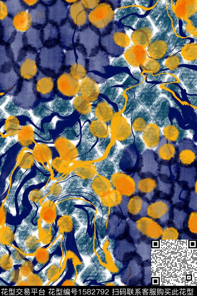 动物纹水彩笔触数码印花华亿平台下载（图片编号: 1582792） - 瓦栏（Walan）