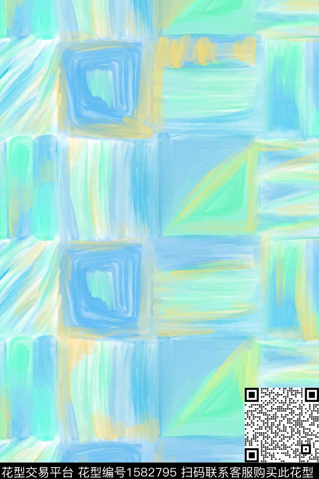 小清新笔触几何数码印花华亿平台下载（图片编号: 1582795） - 瓦栏（Walan）