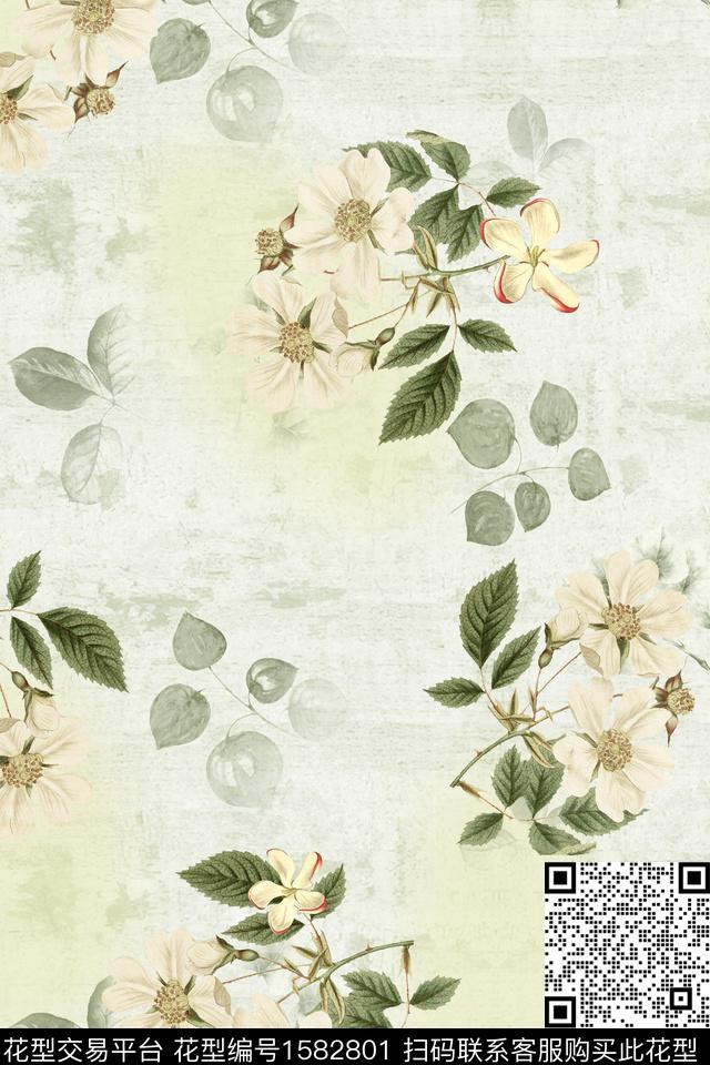 花卉跳接底纹数码印花华亿平台下载（图片编号: 1582801） - 瓦栏（Walan）