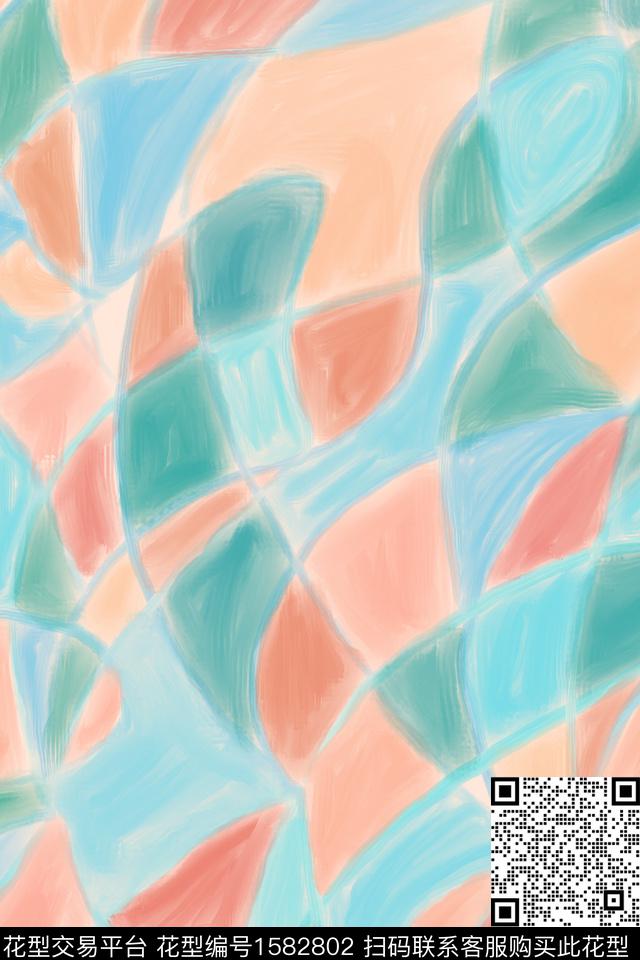 肌理简约笔触数码印花华亿平台下载（图片编号: 1582802） - 瓦栏（Walan）