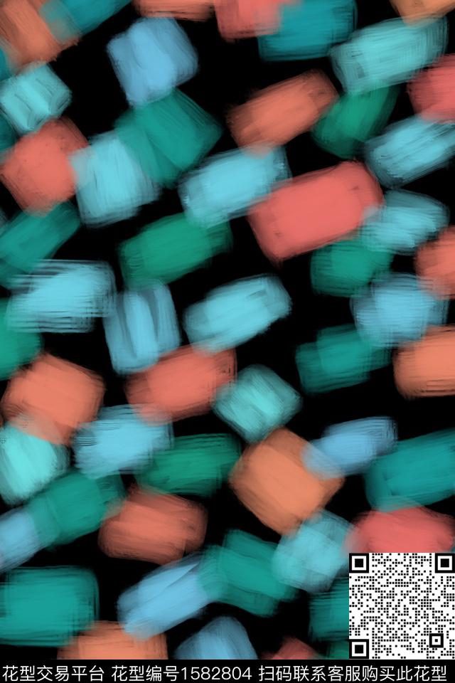 笔触几何抽象数码印花华亿平台下载（图片编号: 1582804） - 瓦栏（Walan）