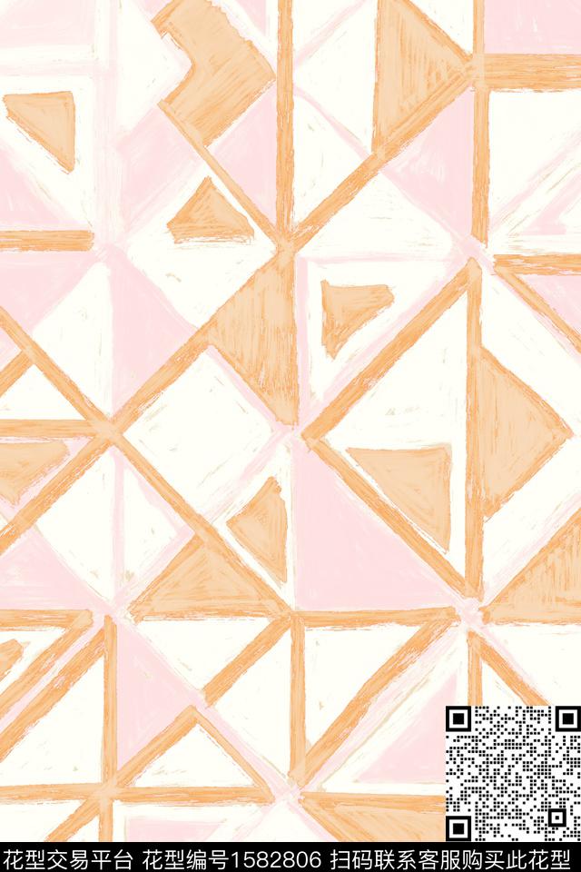 小清新水彩笔触数码印花华亿平台下载（图片编号: 1582806） - 瓦栏（Walan）