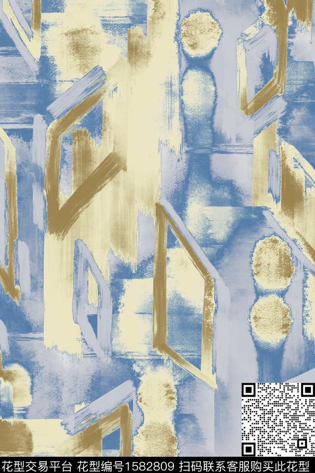侘寂笔触几何数码印花华亿平台下载（图片编号: 1582809） - 瓦栏（Walan）