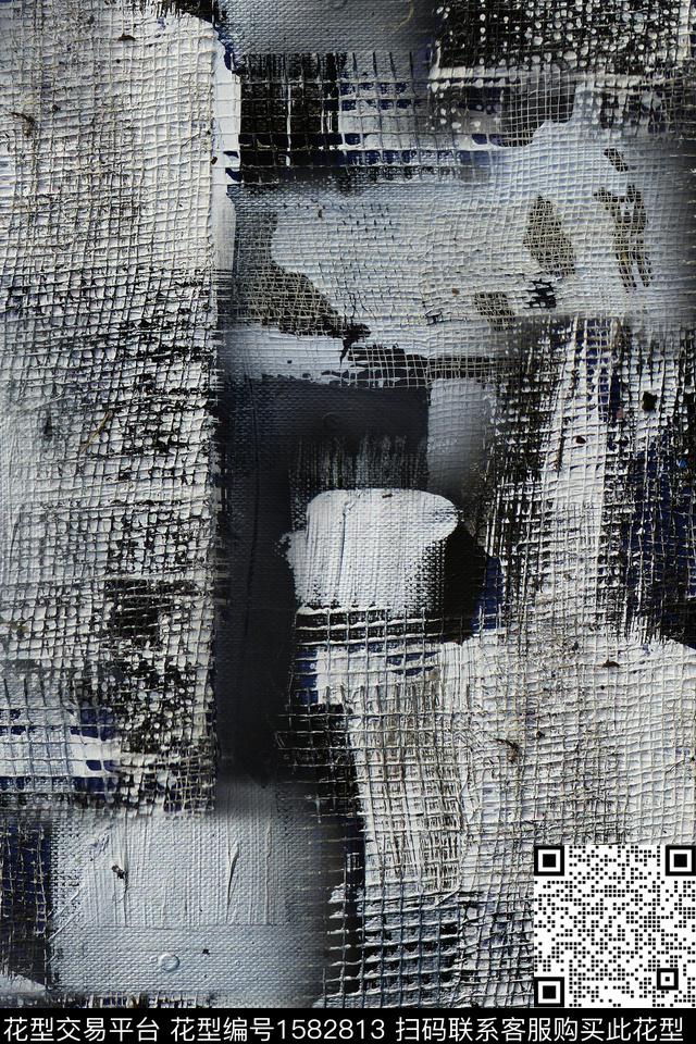 抽象黑白华亿平台肌理数码印花华亿平台下载（图片编号: 1582813） - 瓦栏（Walan）