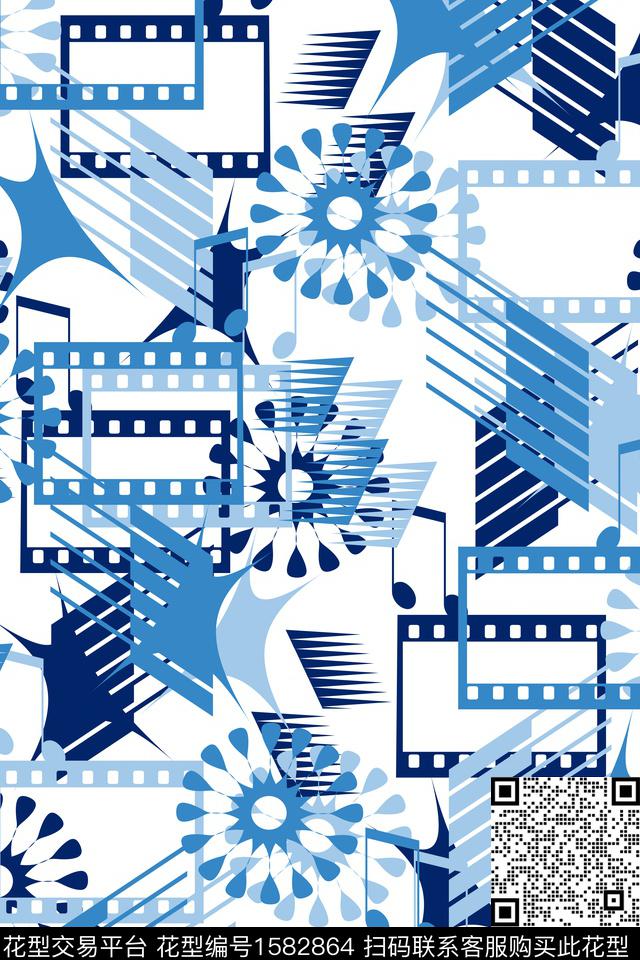 几何音符胶片传统印花华亿平台下载（图片编号: 1582864） - 瓦栏（Walan）