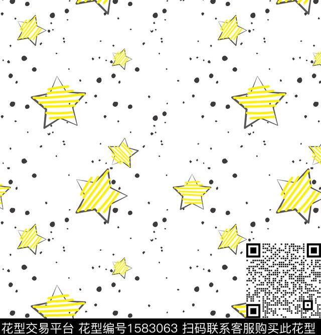 趣味星星线条传统印花华亿平台下载（图片编号: 1583063） - 瓦栏（Walan）