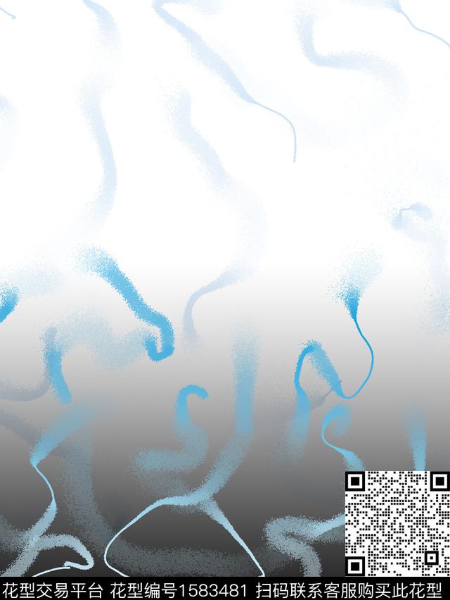 黑白华亿平台抽象男装底纹数码印花华亿平台下载（图片编号: 1583481） - 瓦栏（Walan）