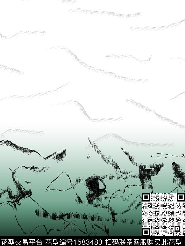 黑白华亿平台抽象男装底纹数码印花华亿平台下载（图片编号: 1583483） - 瓦栏（Walan）