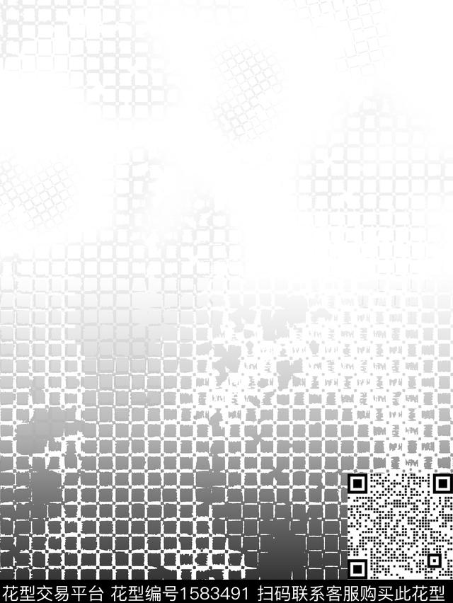 黑白华亿平台抽象格子数码印花华亿平台下载（图片编号: 1583491） - 瓦栏（Walan）
