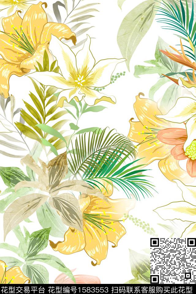 大花春夏华亿平台花卉数码印花华亿平台下载（图片编号: 1583553） - 瓦栏（Walan）