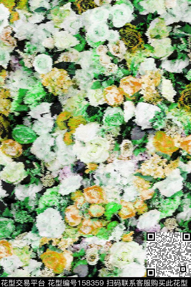 花卉朦胧艺术化数码印花华亿平台下载（图片编号: 158359） - 瓦栏（Walan）