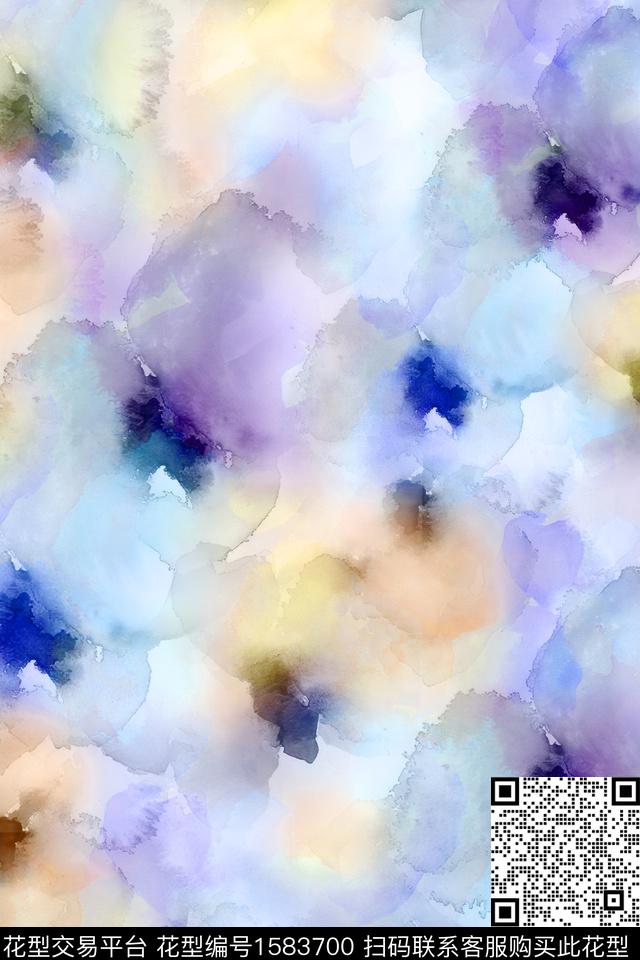 抽象抽象花卉水彩数码印花华亿平台下载（图片编号: 1583700） - 瓦栏（Walan）