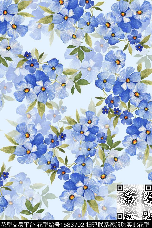 花卉水彩花卉影花数码印花华亿平台下载（图片编号: 1583702） - 瓦栏（Walan）