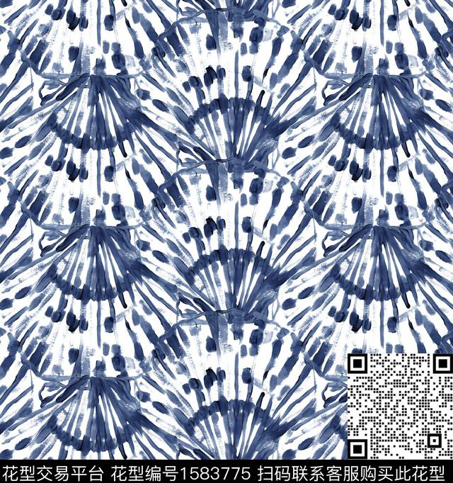 民族风水彩扎染数码印花华亿平台下载（图片编号: 1583775） - 瓦栏（Walan）