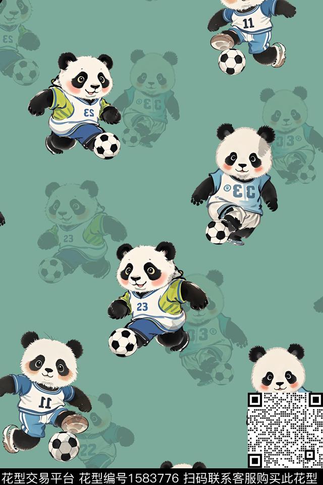 卡通动物熊猫运动员数码印花华亿平台下载（图片编号: 1583776） - 瓦栏（Walan）
