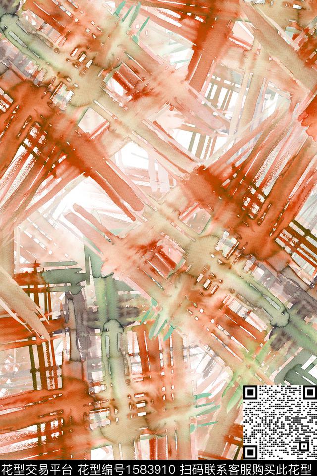 水彩抽象笔触数码印花华亿平台下载（图片编号: 1583910） - 瓦栏（Walan）