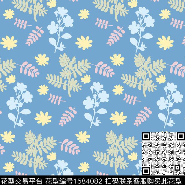 花卉小碎花剪影传统印花华亿平台下载（图片编号: 1584082） - 瓦栏（Walan）