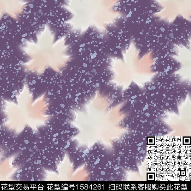 枫叶斑点水彩数码印花华亿平台下载（图片编号: 1584261） - 瓦栏（Walan）