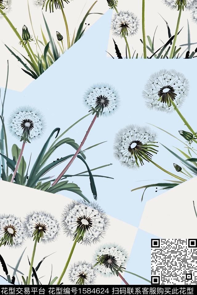 植物花卉几何数码印花华亿平台下载（图片编号: 1584624） - 瓦栏（Walan）