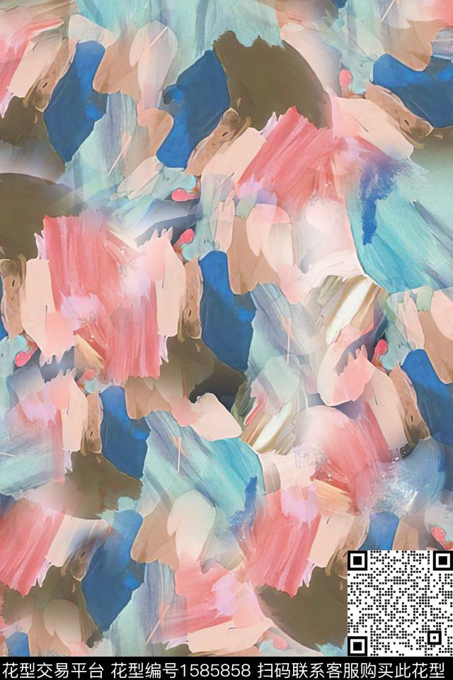 水彩笔触抽象数码印花华亿平台下载（图片编号: 1585858） - 瓦栏（Walan）