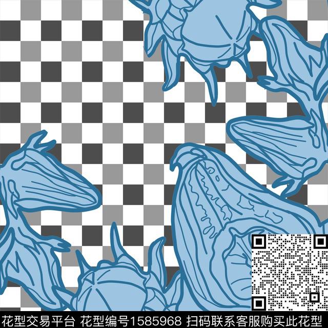 格子手绘花卉抽象花卉传统印花华亿平台下载（图片编号: 1585968） - 瓦栏（Walan）