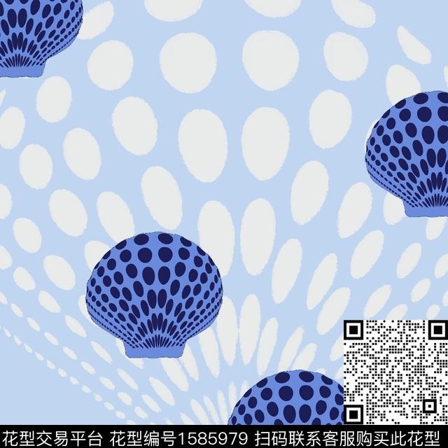 海洋波点贝壳传统印花华亿平台下载（图片编号: 1585979） - 瓦栏（Walan）