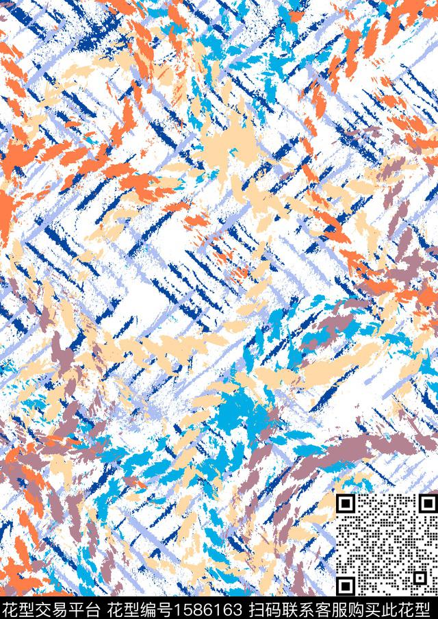 笔触抽象条纹数码印花华亿平台下载（图片编号: 1586163） - 瓦栏（Walan）