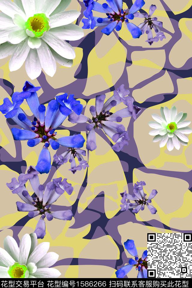 豹纹风格化花卉民族风数码印花华亿平台下载（图片编号: 1586266） - 瓦栏（Walan）