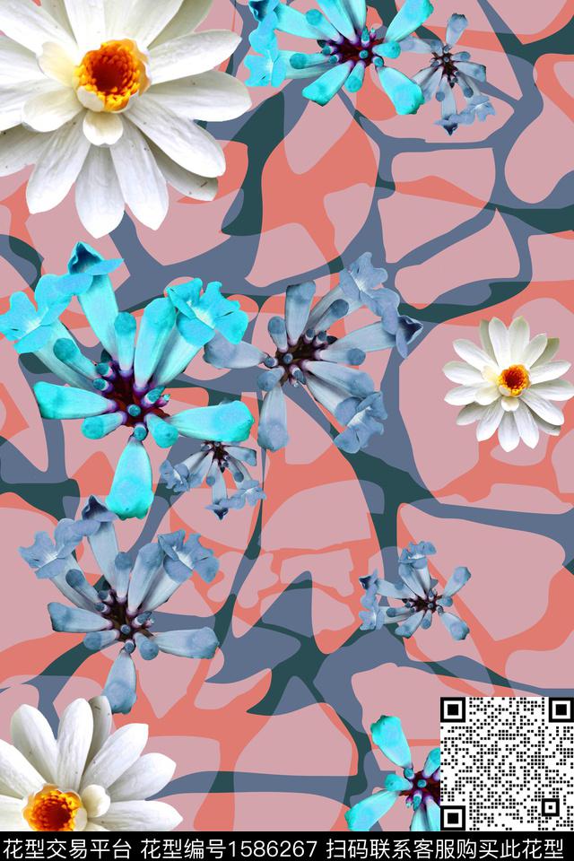 豹纹风格化花卉民族风数码印花华亿平台下载（图片编号: 1586267） - 瓦栏（Walan）