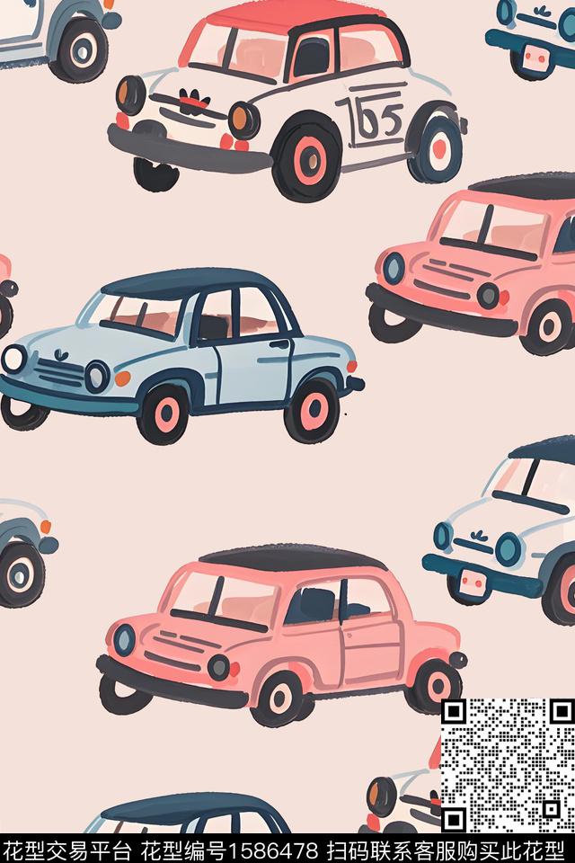 汽车小轿车卡通数码印花华亿平台下载（图片编号: 1586478） - 瓦栏（Walan）