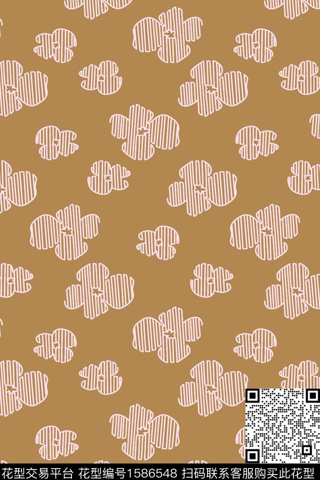 花卉线条花条纹数码印花华亿平台下载（图片编号: 1586548） - 瓦栏（Walan）