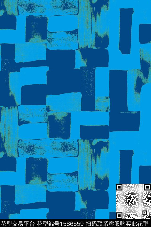 蓝色抽象几何数码印花华亿平台下载（图片编号: 1586559） - 瓦栏（Walan）