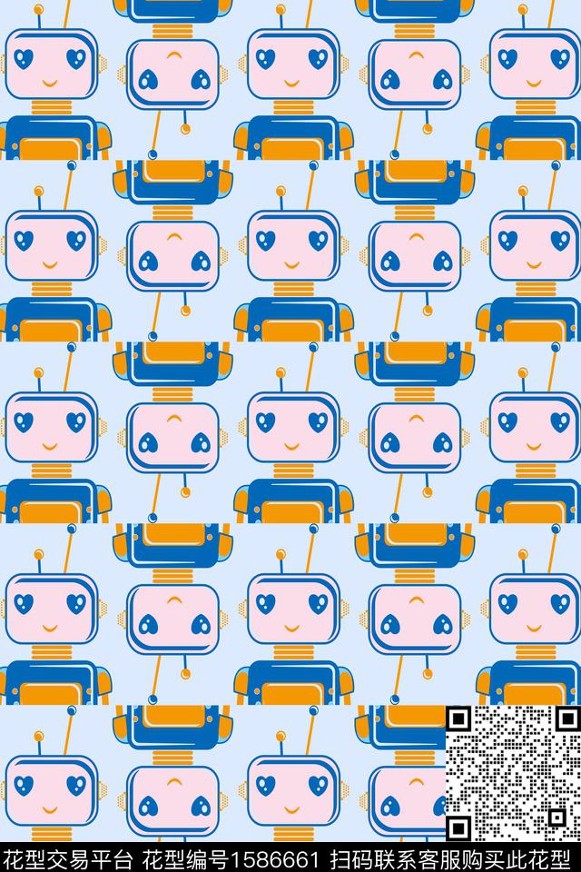 童装卡通人物机器人传统印花华亿平台下载（图片编号: 1586661） - 瓦栏（Walan）