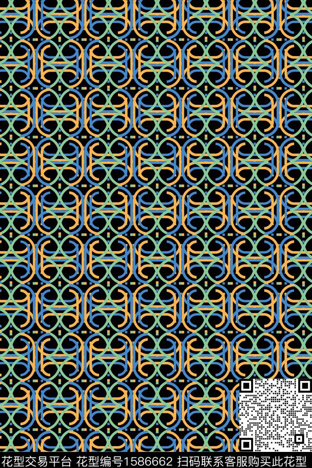 线条格子连续纹样传统印花华亿平台下载（图片编号: 1586662） - 瓦栏（Walan）