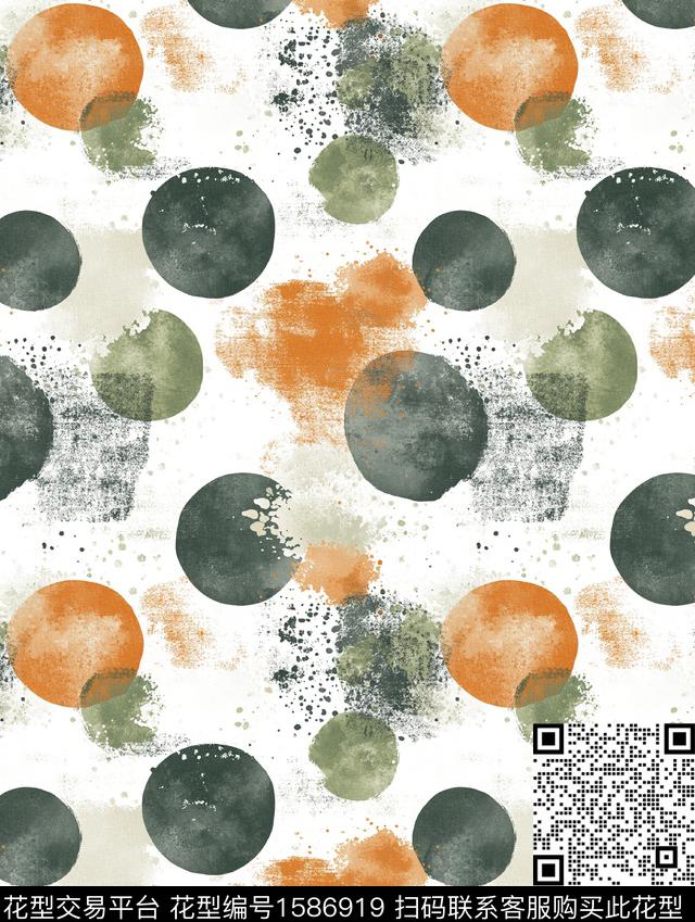 水墨风几何波点数码印花华亿平台下载（图片编号: 1586919） - 瓦栏（Walan）