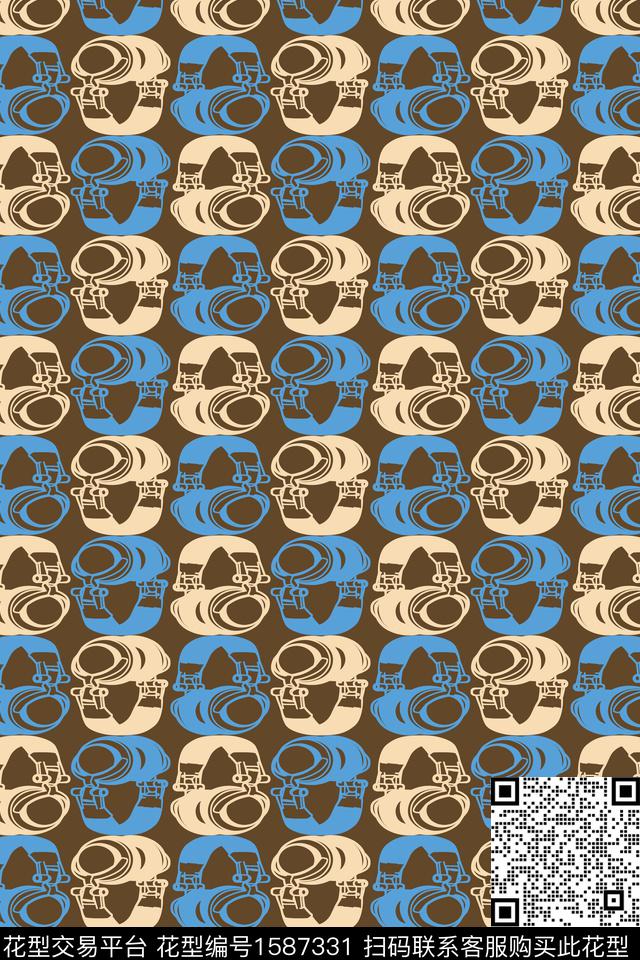 趣味连续纹样耳机传统印花华亿平台下载（图片编号: 1587331） - 瓦栏（Walan）