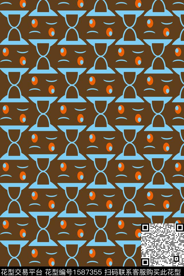 趣味抽象几何传统印花华亿平台下载（图片编号: 1587355） - 瓦栏（Walan）